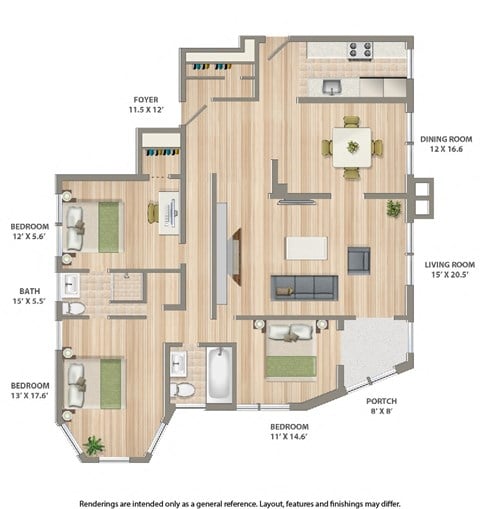 Floor plan for 3 beds, 2 baths, 1799 sqft